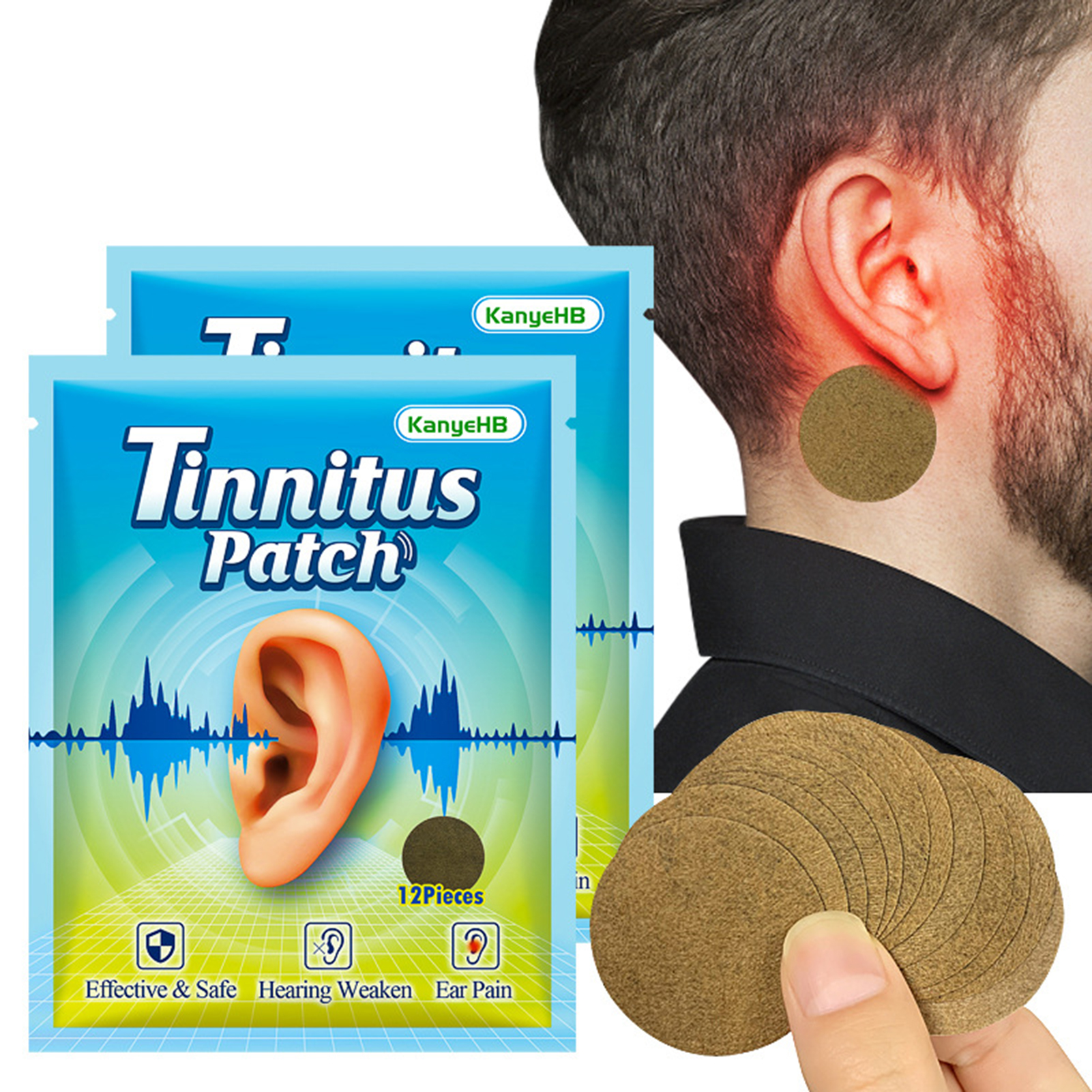 Mairbeon 12Pcs/Set Tinnitus Patch Relieve Headaches HighPermeability