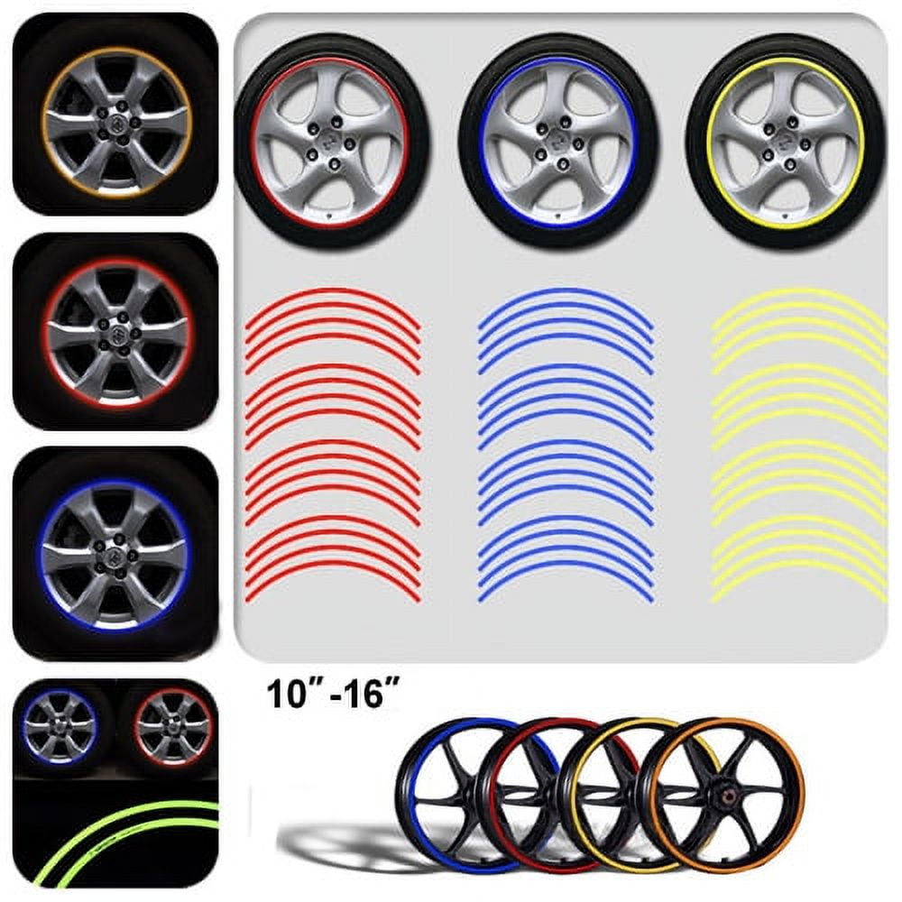 Car Bike Wheel Tyre Rim Decoration Radium Reflective Safety Warning Sticker  (Red, Pack of 20 stickers)
