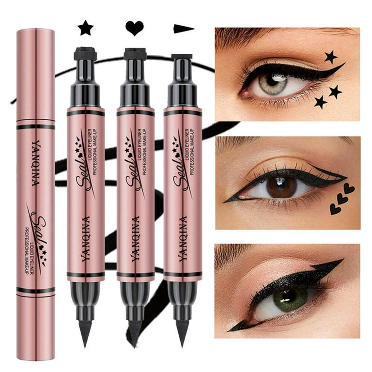 Mairbeon 3Pcs Double-ended Eyeliner Non-irritating Stars Triangles Hearts  Shape Natural Cosmetics Accessory Lightweight Face Stamp Eyeliner Pencil  Accessories for Female 