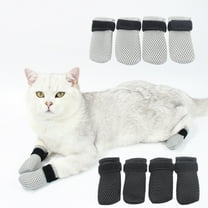 Mairbeon 4 Pcs Cat Socks Anti-Scratch Anti Skid Protective Friendly to Skin 2 Sizes Elastic Soft Fabric Durable Non-Slip Cat Foot Cover Cat Supplies