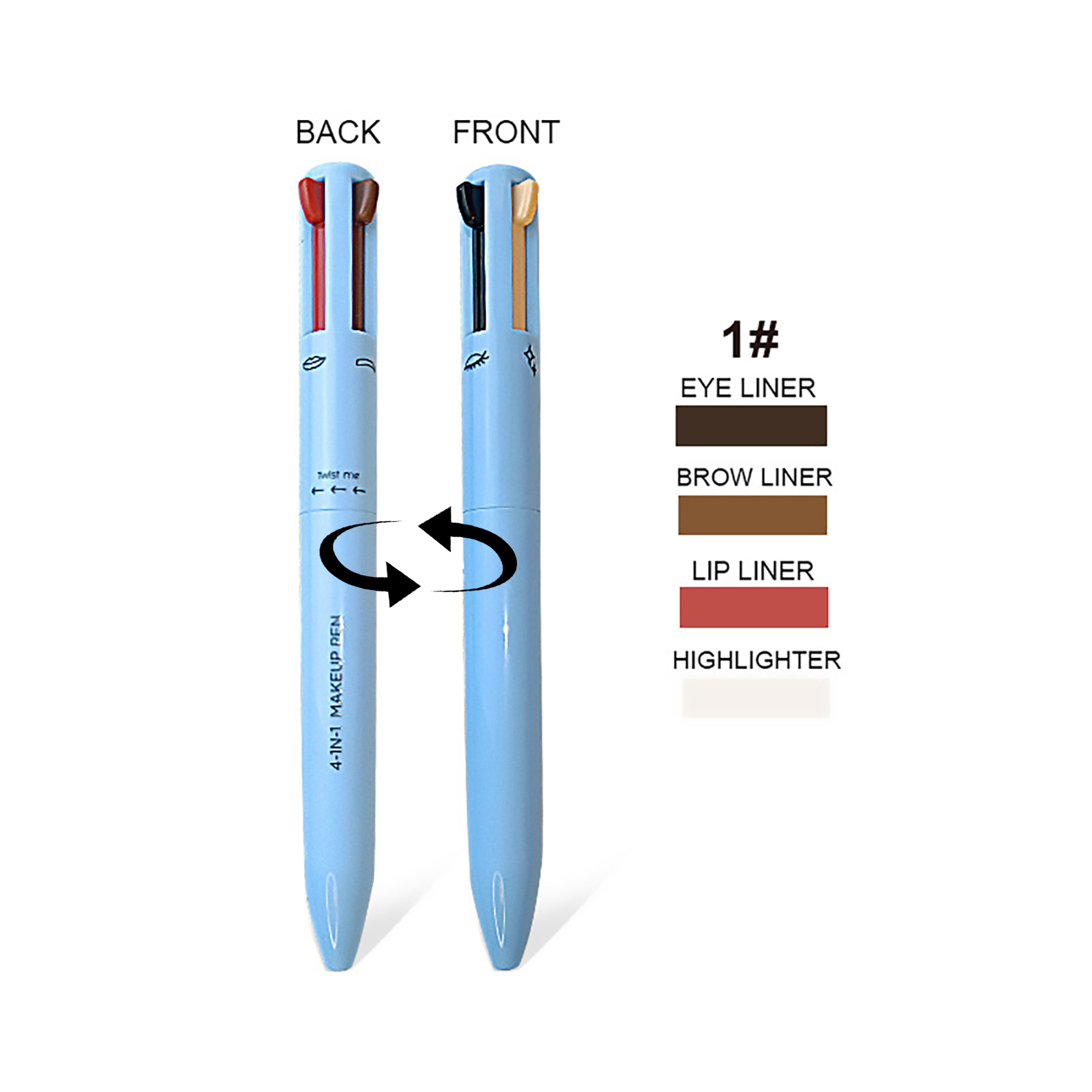 Mairbeon 4 in 1 Eyebrow Eyeliner Highlighter Pencil Lip Gloss