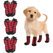 Mairbeon 4Pcs Dog Socks Super Soft Fastener Tape Non-Slip Breathable Easy-wearing Decorative Cotton Medium Large Dogs Socks Paw Protector Pet Supplies