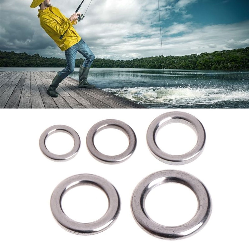 Mairbeon 50Pcs Fishing Solid Stainless Steel Snap Split Ring Lure Tackle  Tool Connector