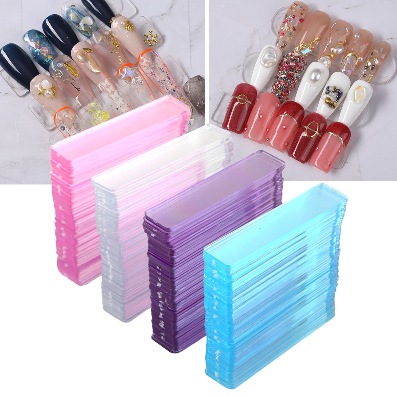 Mairbeon 50Pcs Nail Display Stand Reusable Smooth Edge Vivid Color Burr