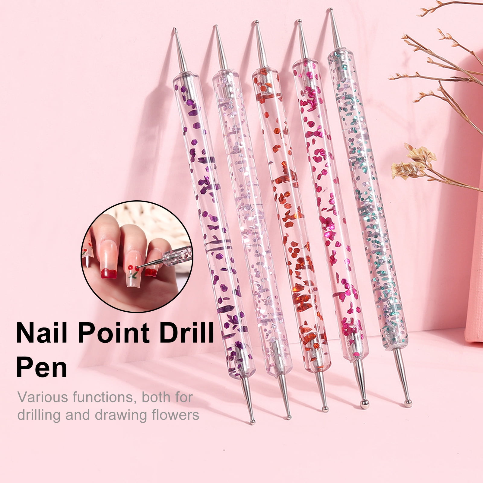 Nail Point Drill Acrylic Crayons Double Head Self-Adhesive