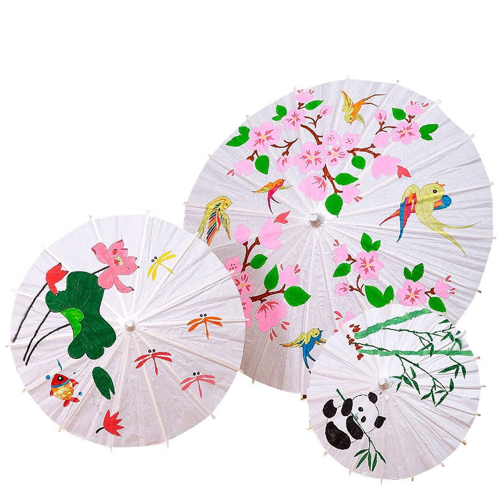 33 Inch White Paper Parasol Umbrella - Wedding Decor, DIY Craft, Photo Backdrop