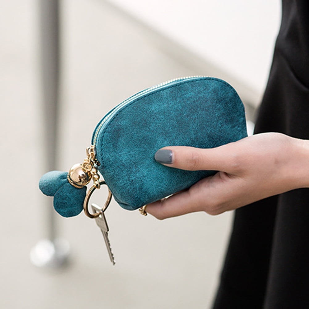 Women Small Bifold Leather Wallet Mini Card Bag Zipper Cute Black Pocket  Purse | eBay