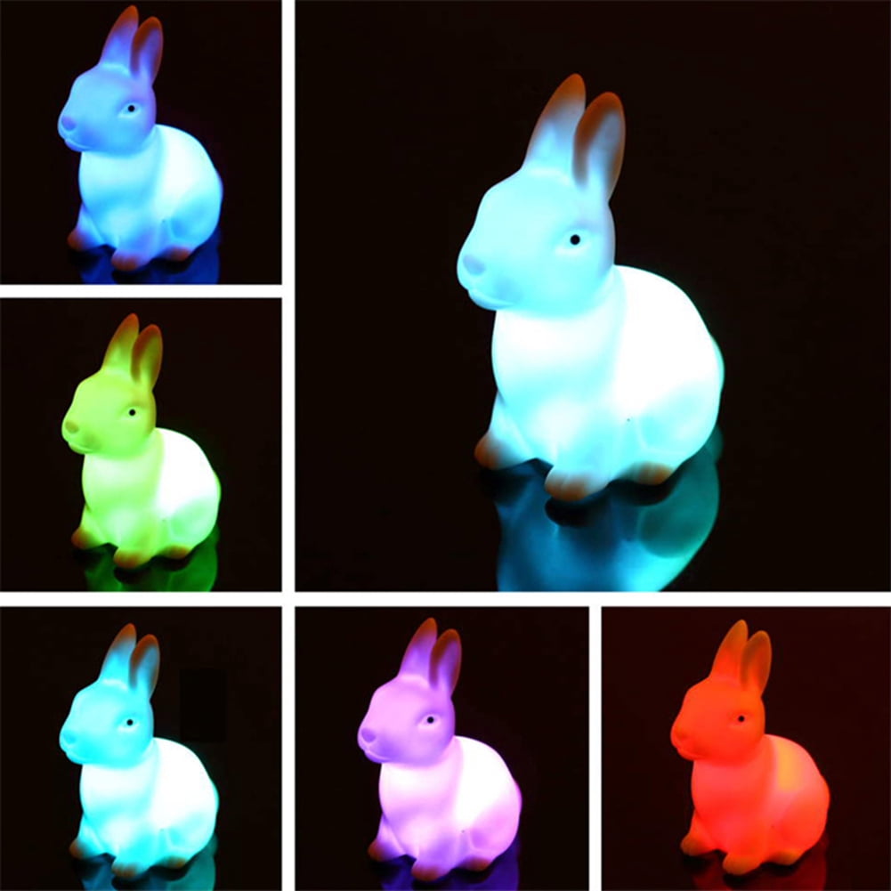 Mairbeon Color Changing Battery Powered LED Night Light Rabbit Lamp ...
