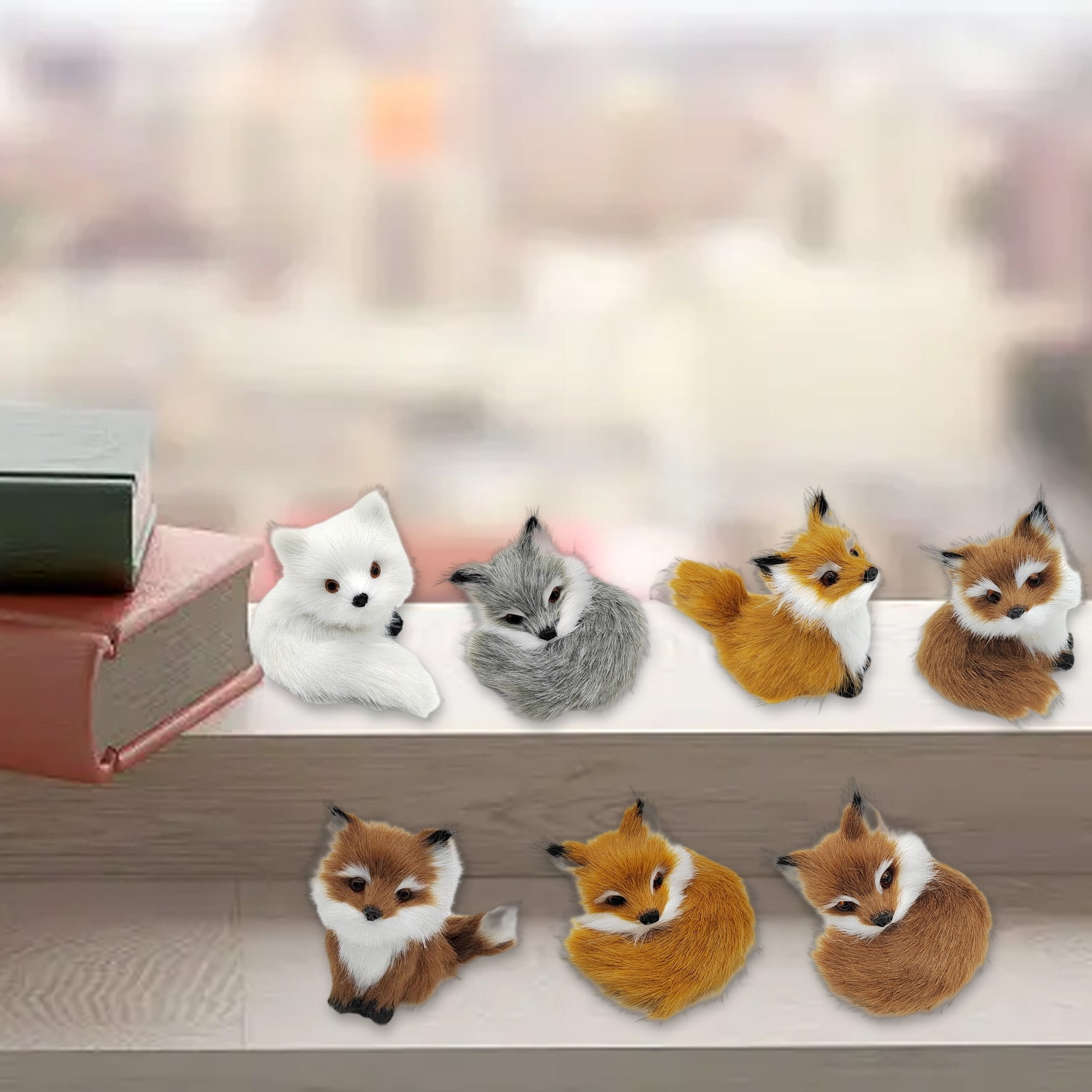 Simulation Fox Plush Toy - Realistic Sleep Fox Doll With Hand Carved Features, 4.7x3.8 Inches