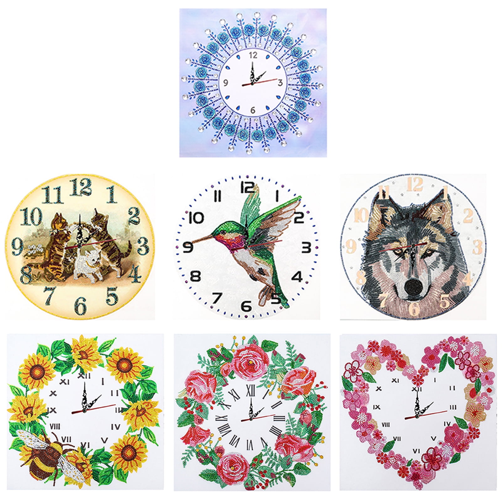 Mairbeon Diamond Painting Wall Clock with Clock Movement Animal Flower