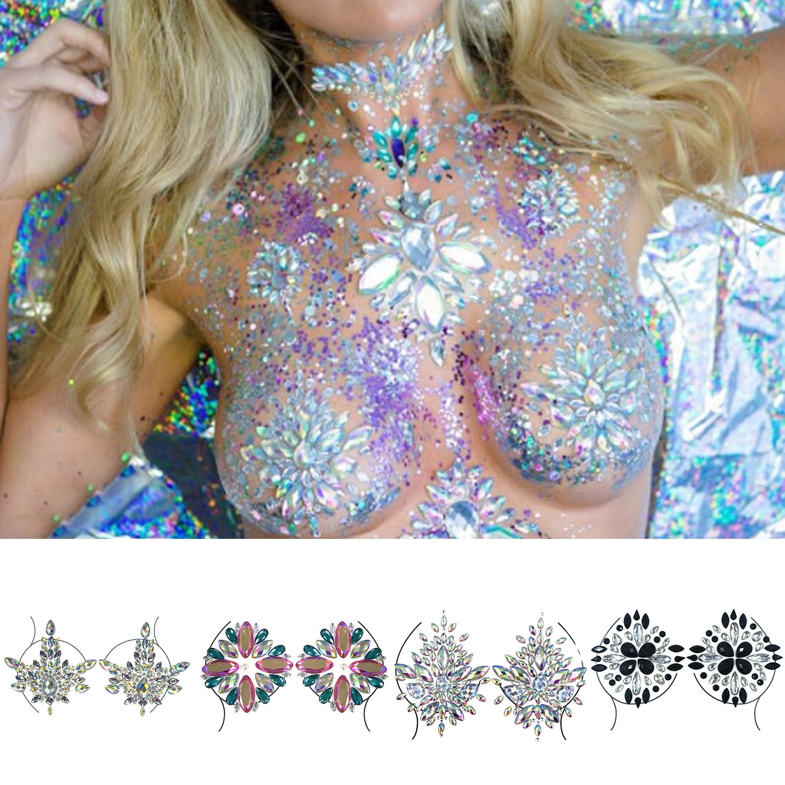 Mairbeon Faux Diamond Chest Stick Goodlooking Decorative Detachable