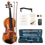 Mairbeon Glarry GV402 4/4 Acoustic Violin Kit Natural Varnish w/Square Case, 2 Bows, 3 In 1 Digital Metronome Tuner Tone Generator，Extra Strings and Bridge