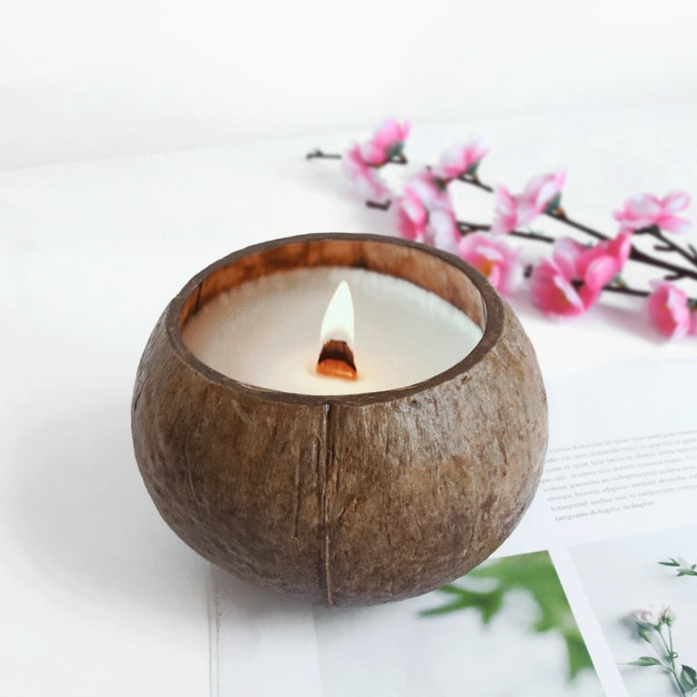 Mairbeon Handmade Storage Bowl Burr Free Multi-purpose Natural Coconut  Shell Candle Holder Bowl Home Decor