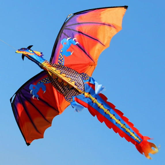 Mairbeon Outdoor Colorful 3D Dragon Flying Kite with 100m Tail Line Children Kids Toys