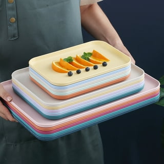 18 Pcs Plastic Fast Food Trays Bulk Colorful Restaurant Serving Trays  Cafeteria Trays Grill Tray School Lunch Trays Rectangular Serving Platter  for