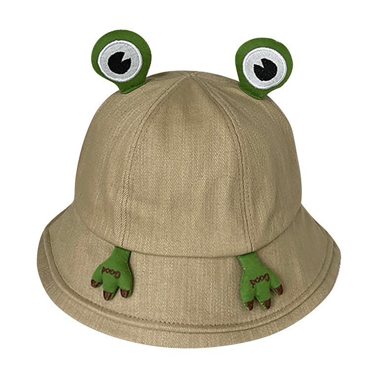 Sun Hat Cute Frog Design Sun Protection Wide Brim Cartoon Frog Women Bucket  Hat for Outdoor