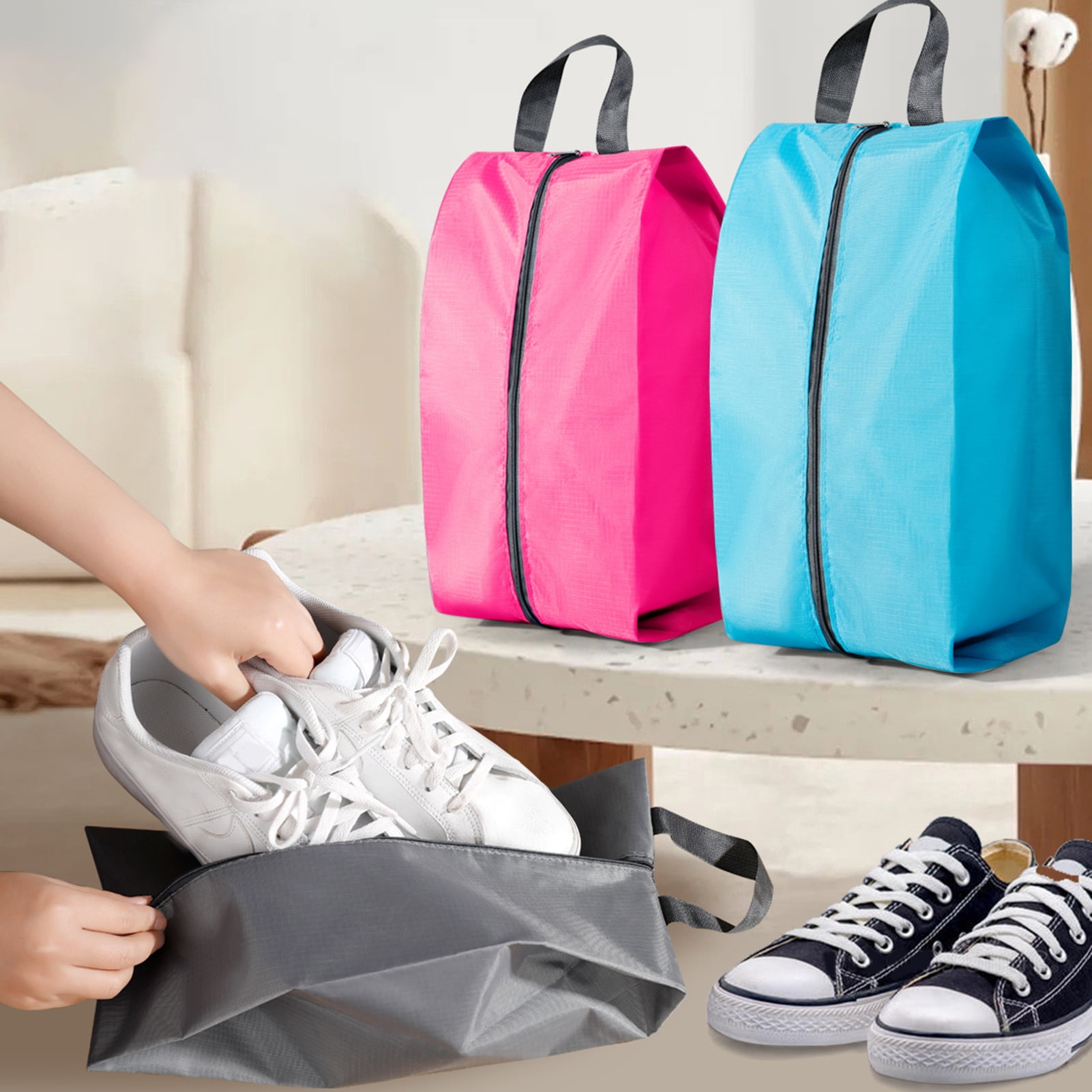 YUNx Travel Shoe Storage Bag with Handle Large Capacity Easy to Carry  Zipper Closure Breathable Dustproof Gym Training Yoga Shoes Storage  Organizer 