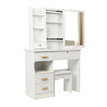 Costway Makeup Vanity Table Computer Writing Desk Storage with Drawer ...