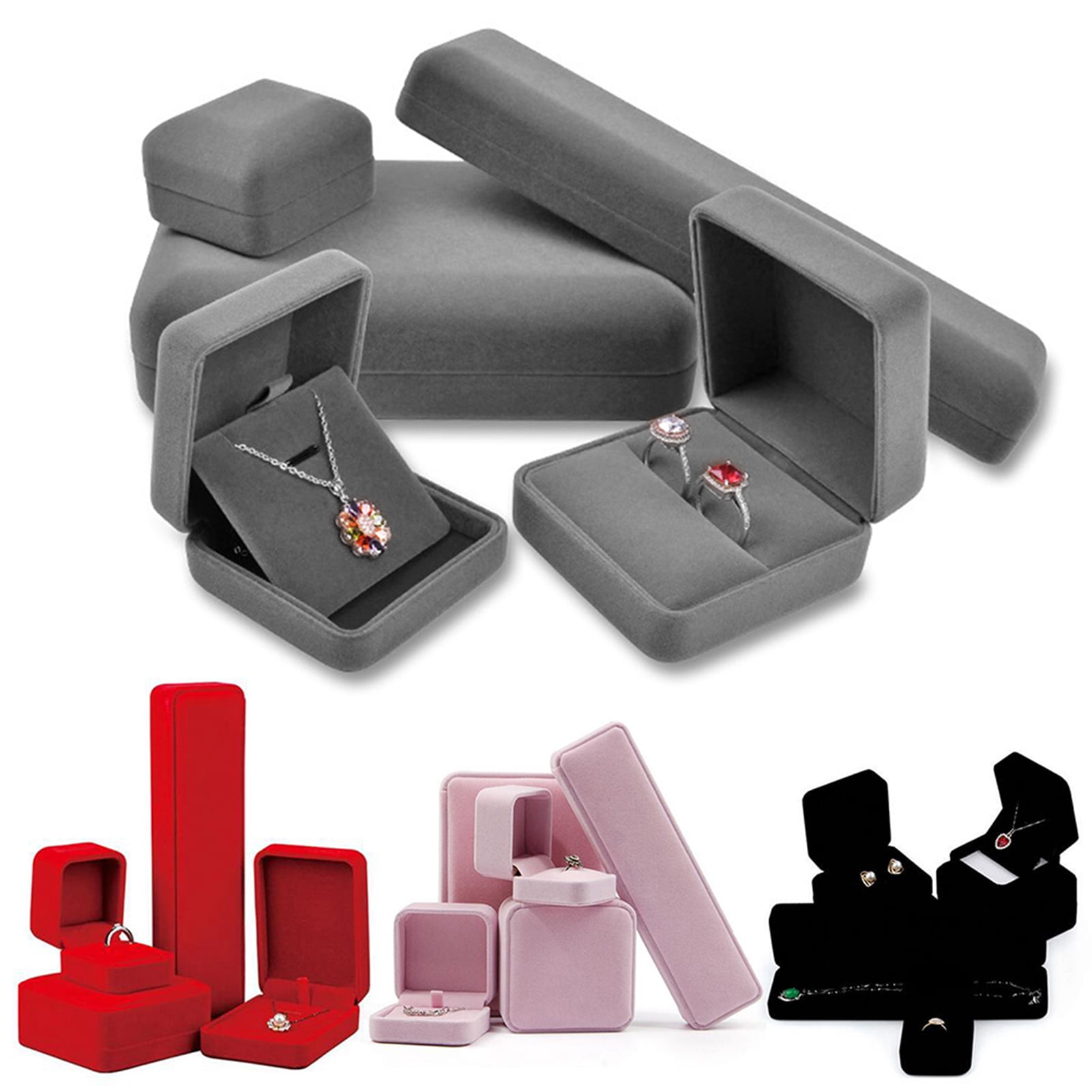 Mairbeon Velvet Presentation Jewelry Ring Necklace Bracelet Storage Display Box Case Gift