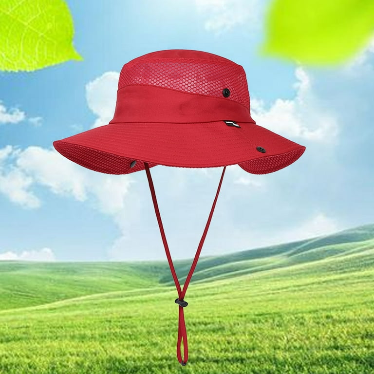 Mairbeon Wide Brim Outdoor Hat Vent Hole with Strap Anti-UV Sun Protection  Sunshade Fishing Hat for Unisex