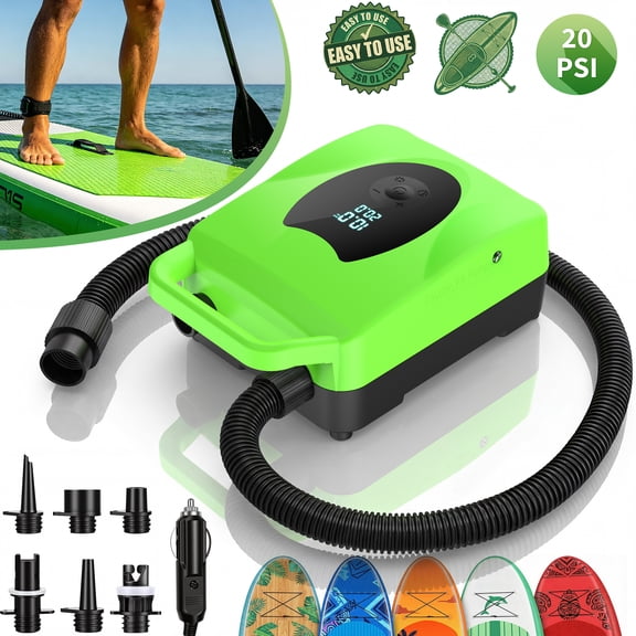 Maircle Paddle Board Pump Electric Portable, SUP Pump for Paddleboard, 20PSI Air Compressor with Auto-off, Deflation Function and 12V DC Car Connector for Inflatables, Kayaks and Boats