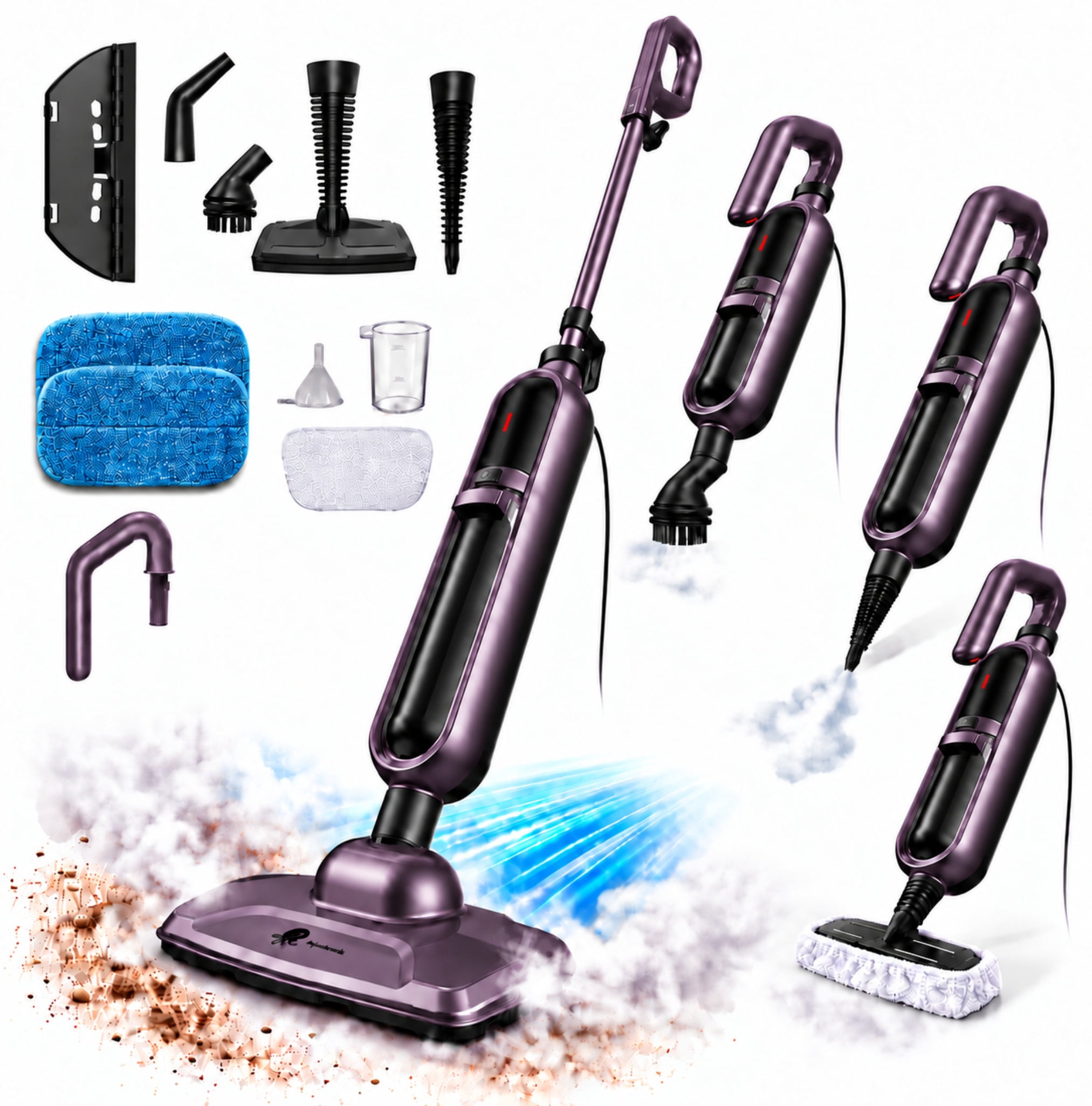 Maircle 11-in-1 Steam Mop for Floor Cleaning, Floor Steamer & Detachable Handheld Steam Cleaner for Hardwood, Tile, Laminate & Marble Floors, 15s Heat-Up, 17ft Cord, 9 Accessories for Home