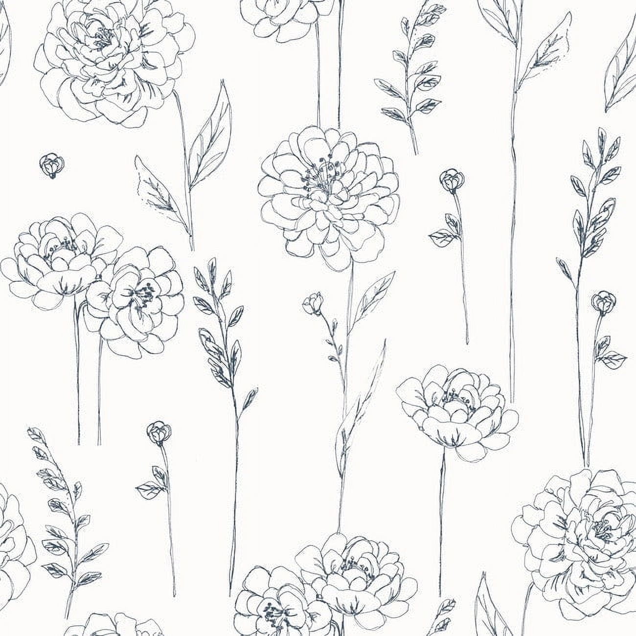 RoomMates Maisey White and Navy Peel and Stick Wallpaper, 1 roll