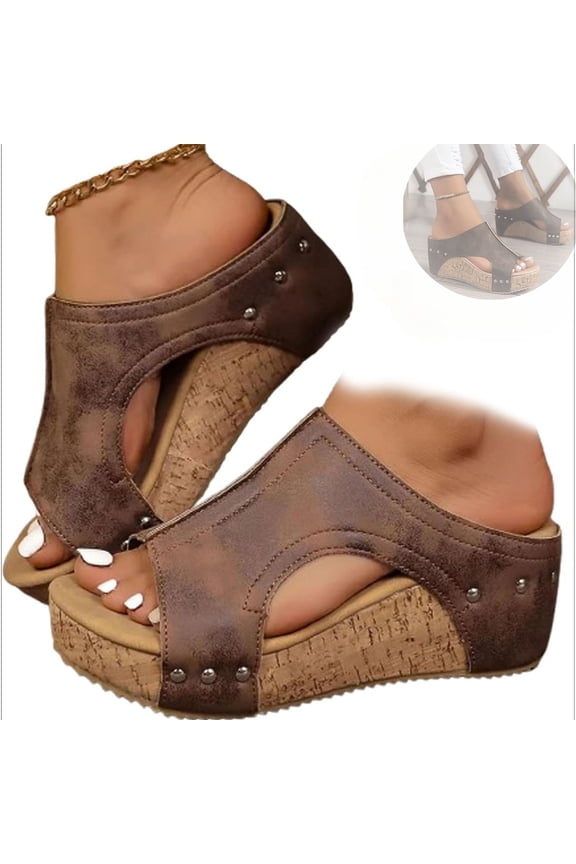 Maison Birch Lumi Cork Wedges, Cork Wedge Sandals for Women with Comfy Platform Orthopedic, Summer Lightweight Sandals