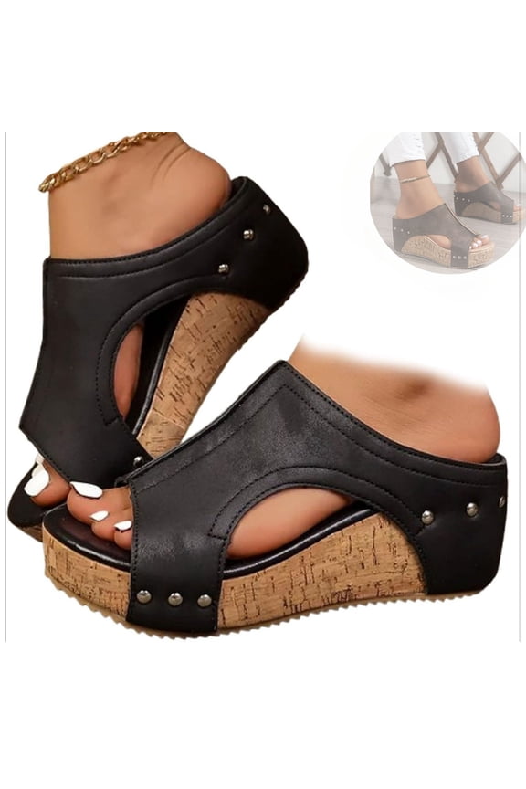 Maison Birch Lumi Cork Wedges, Cork Wedge Sandals for Women with Comfy Platform Orthopedic, Summer Lightweight Sandals