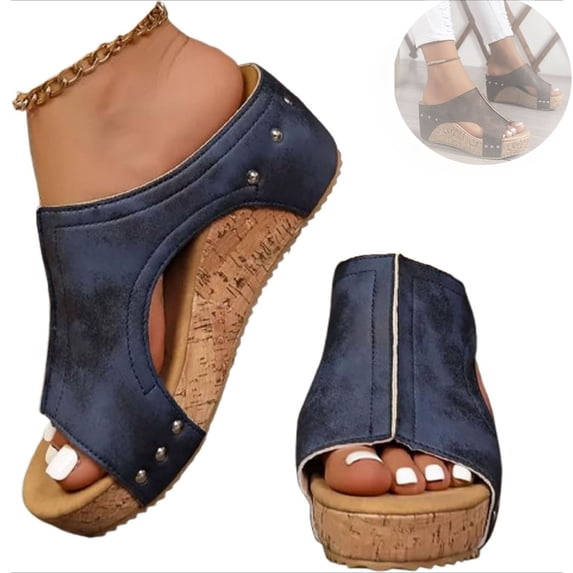 Maison Birch Lumi Cork Wedges, Cork Wedge Sandals for Women with Comfy Platform Orthopedic, Summer Lightweight Sandals