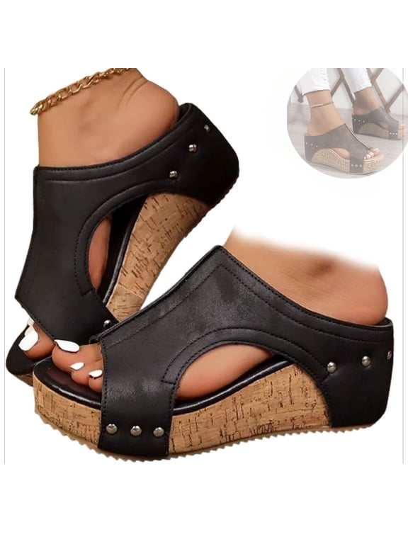 Maison Birch Lumi Cork Wedges, Cork Wedge Sandals for Women with Comfy Platform Orthopedic, Summer Lightweight Sandals