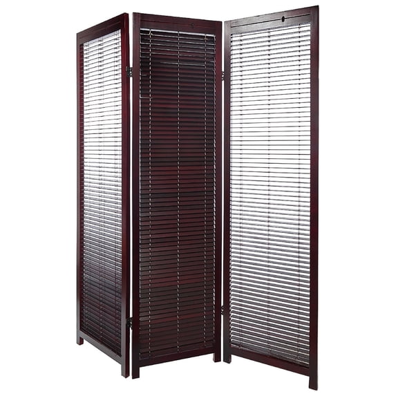 Maison Concepts 3 Panel Adjustable Wooden Shutter Screen Mahogany (53.15 L X 0.8 W X 67.75 H)