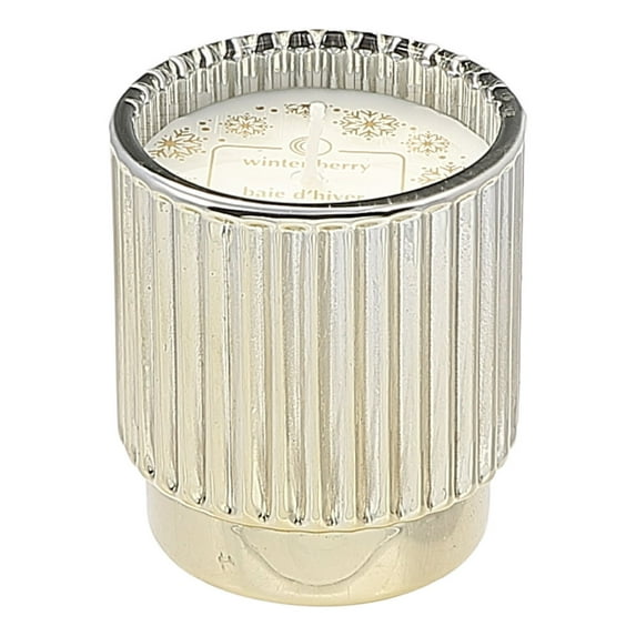 Maison Concepts 4.6Oz Ribbed Gold Electroplated Scented Candle Winter Berry - Set of 2 (4.75 L X 4.75 W X 5.1 H)