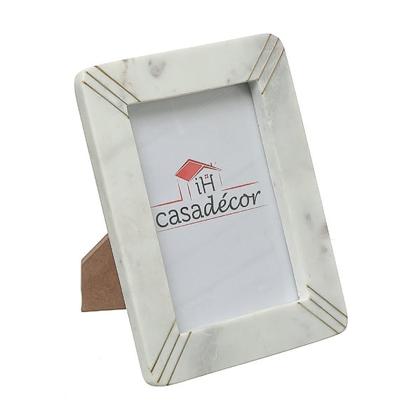 Maison Concepts 5X7 Marble White With Brass Inlay Picture Frame (Multi) 7" X 1" X 9"