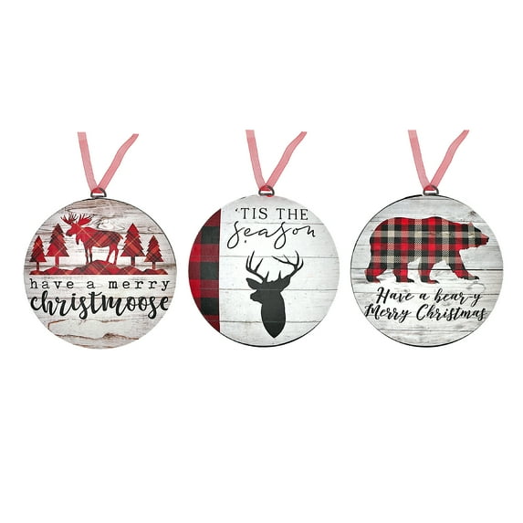 Maison Concepts 6.6" Metal Round Ornament Animal Greeting Asstd - Set of 3 (7 L X 7 W X 0.1 H)