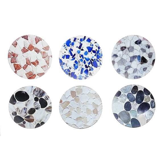 Maison Concepts 8" Round Ceramic Trivet Stones Asstd - Set of 6