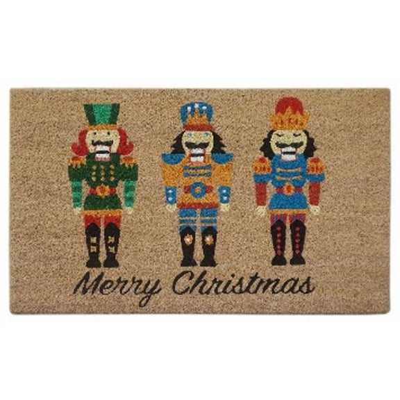 Maison Concepts Area Rugs, Floor Mats, Non-Slip, Cozy Home Floors, Coir, Multi Coir Door Mat (Merry Christmas - Nutcracker), Dimensions: 18L X 30W X 2H