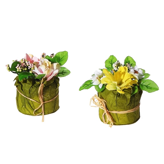 Maison Concepts Artificial Floral In Paper Pot Asstd - Set of 2 (2.7L X 2.7W X 4H)