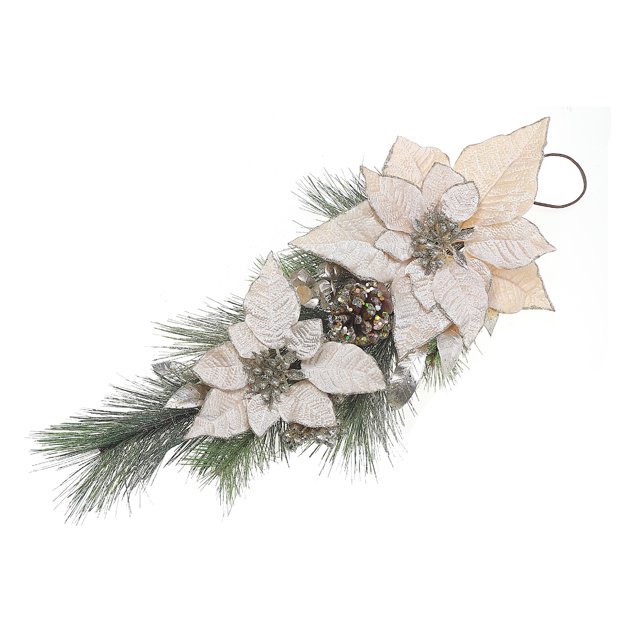 Maison Concepts Artificial Flower Poinsettia And Pinecone Door Hanger
