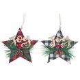 thumbnail image 1 of Maison Concepts Buffalo Plaid Joy On Star Wood Ornament Asstd - Set of 12 (5.5L X 5.5W X 2H), 1 of 1