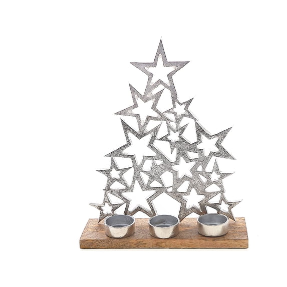 Maison Concepts Christmas Metal Star Tree 3 Tealight Holder (10L X 3W X 12H)