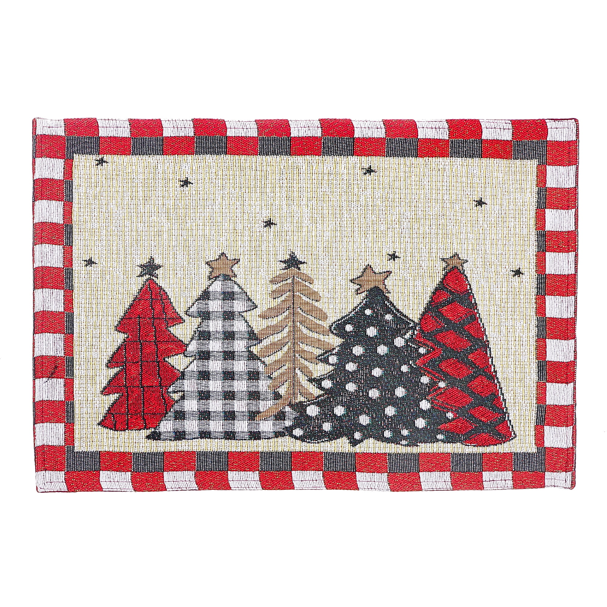 Maison Concepts Christmas Tapestry Placemat Buffalo Trees 13X18 Set