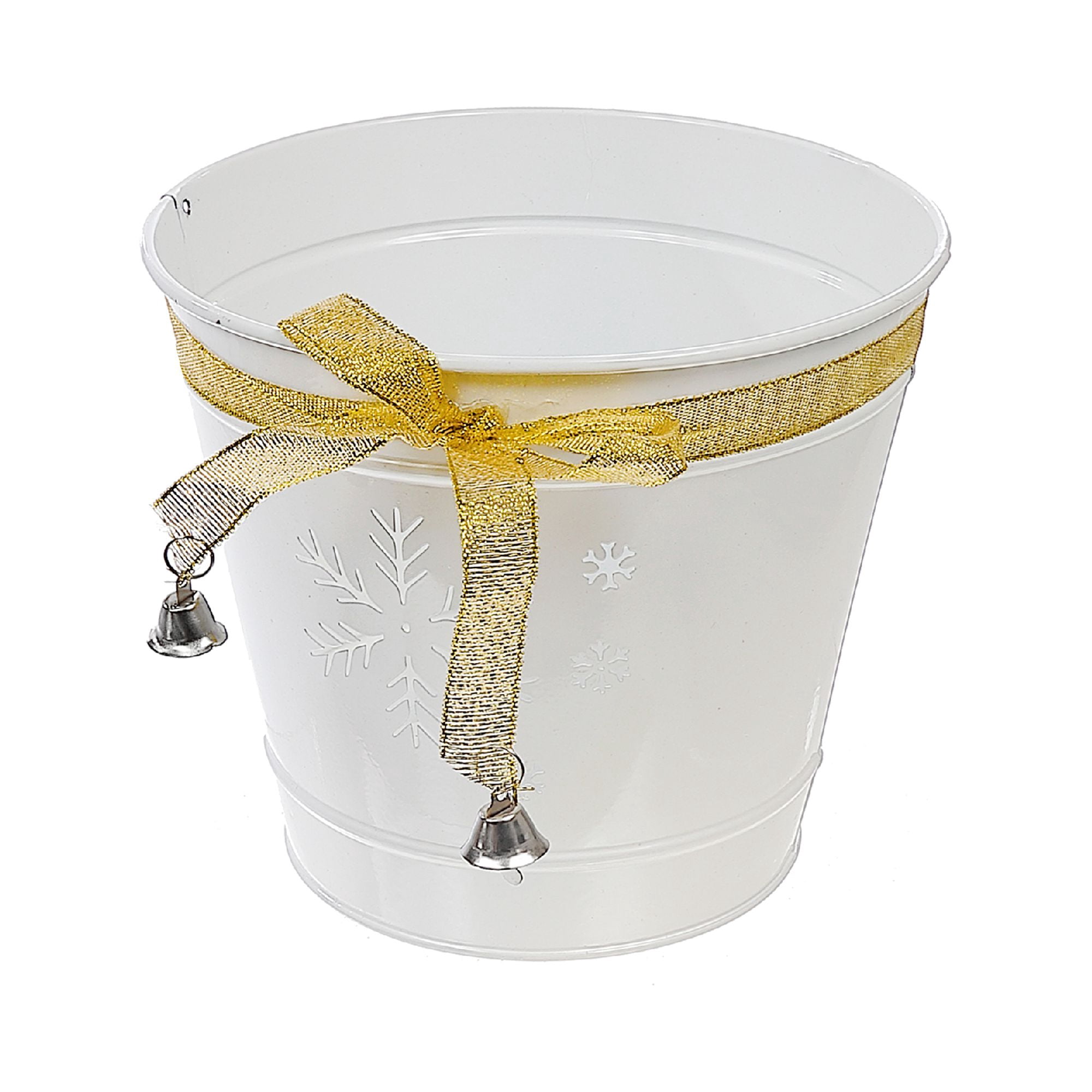 Snowflake Mat Pot Maison Concepts Christmas White Snowflake Metal Planter Round (6.7L X 6 ...