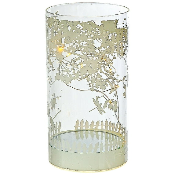 Maison Concepts Cylinder Led Glass Decor Birds On Tree 6.75"