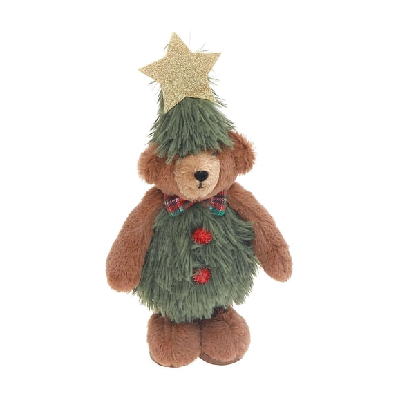 Maison Concepts Decorative Figurines, Collectibles, Home Accents, Artistic Display, Polyester, Multi Nicholas The Teddy Bear Plush Stander (15"), Dimensions: 5.9L X 2.9W X 15H
