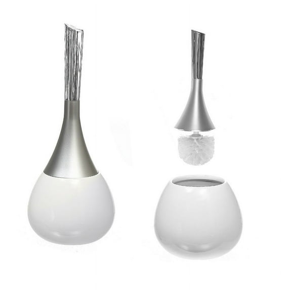 Maison Concepts Dolomite Toilet Holder And Brush (White) (5.15L X 5.15W X 15.35H)