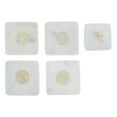 thumbnail image 1 of Maison Concepts Drink Coasters, Heat Resistant Trivets, Table Protection, Stylish Accessories, Marble, White 4Pc White Marble Square Coaster W/ Snowflake Brass Inlay (4X4"), Dimensions: 4L X 4W X 1H, 1 of 4