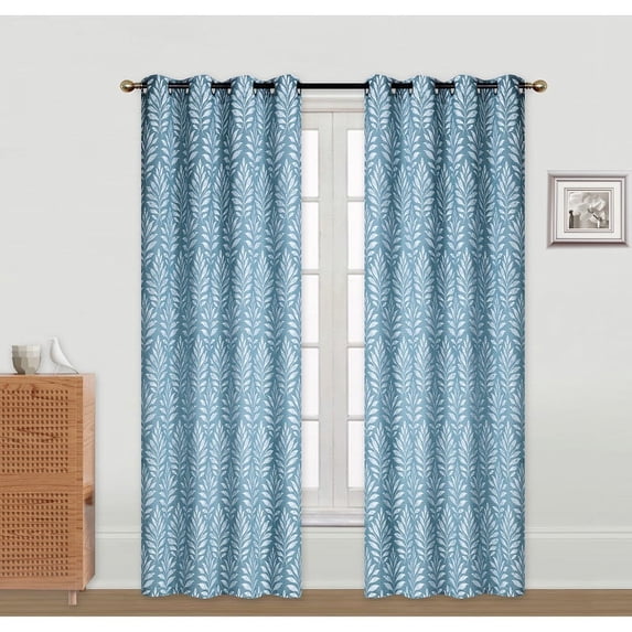 Maison Concepts Embroidered Panel W 8 Grom (Fern) (Teal) (96") - Set of 2