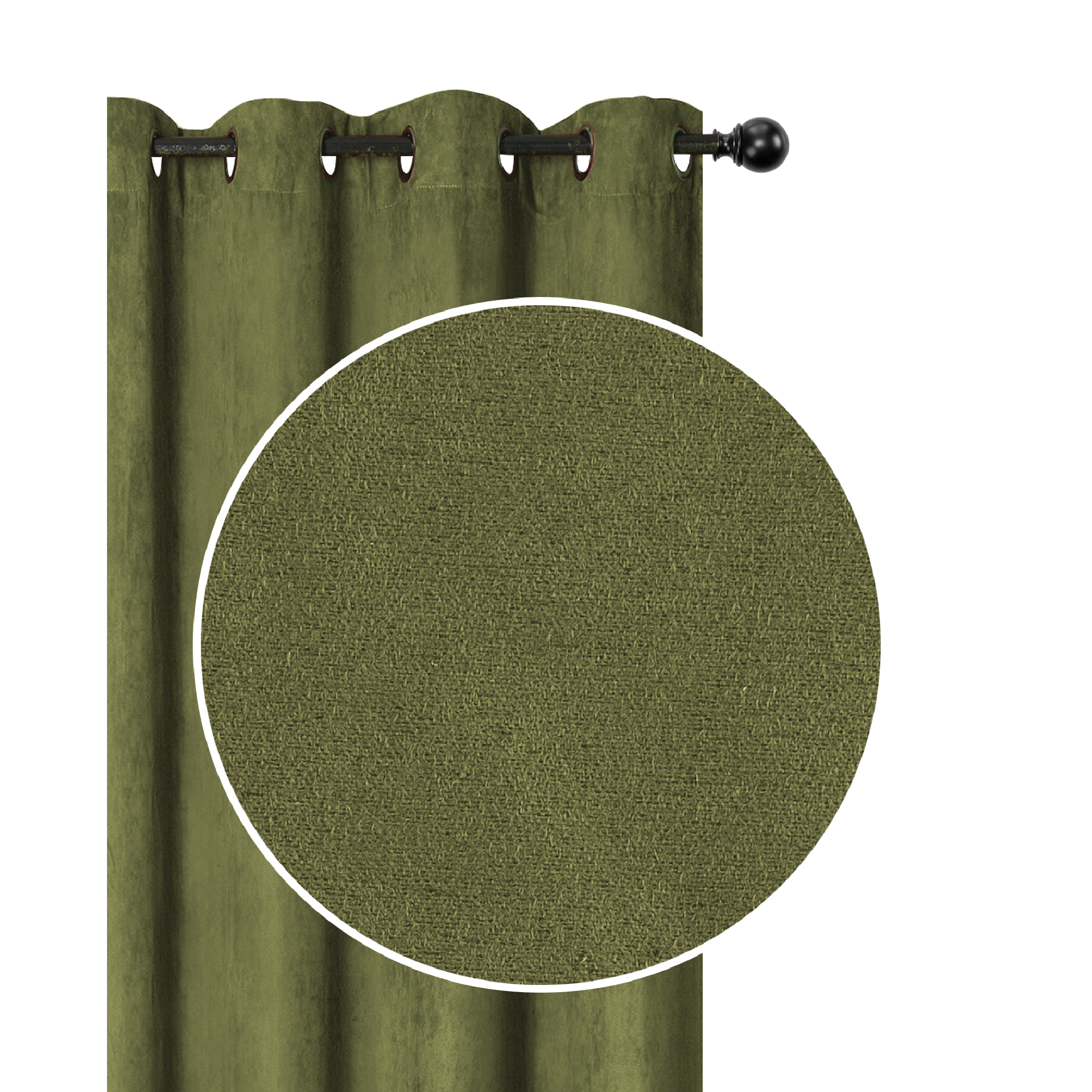 Maison Concepts Faux Suede Panel With 8 Grommets Moss Green - Set of 2 (54 L X 84 W X 1 H)
