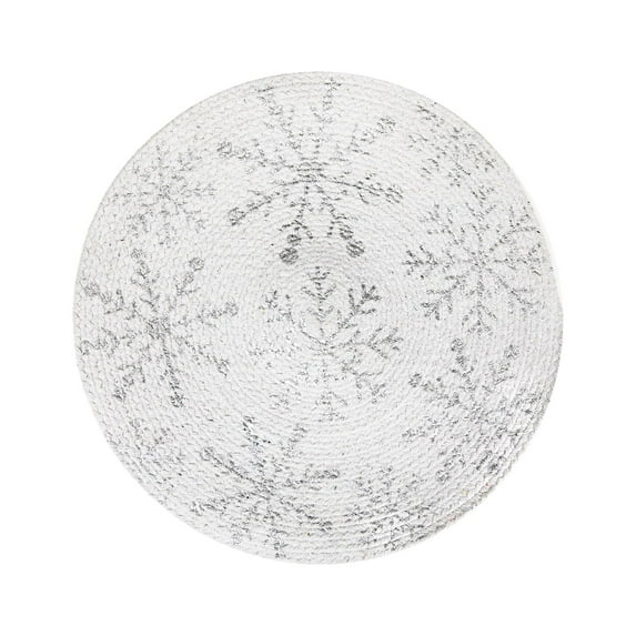 Maison Concepts Foil Printed Snowflake Cotton Rope Placemat Silver ...